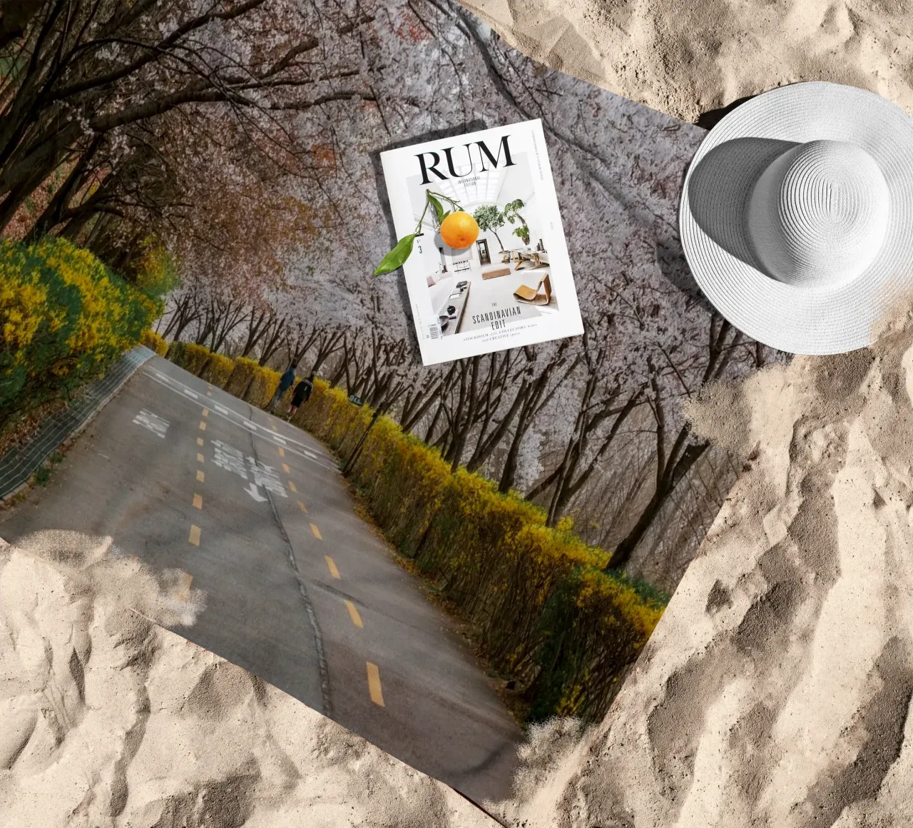 Fiori di ciliegio al Parco Haneul di Seul, Corea del Sud telo mare da mbgraphx2