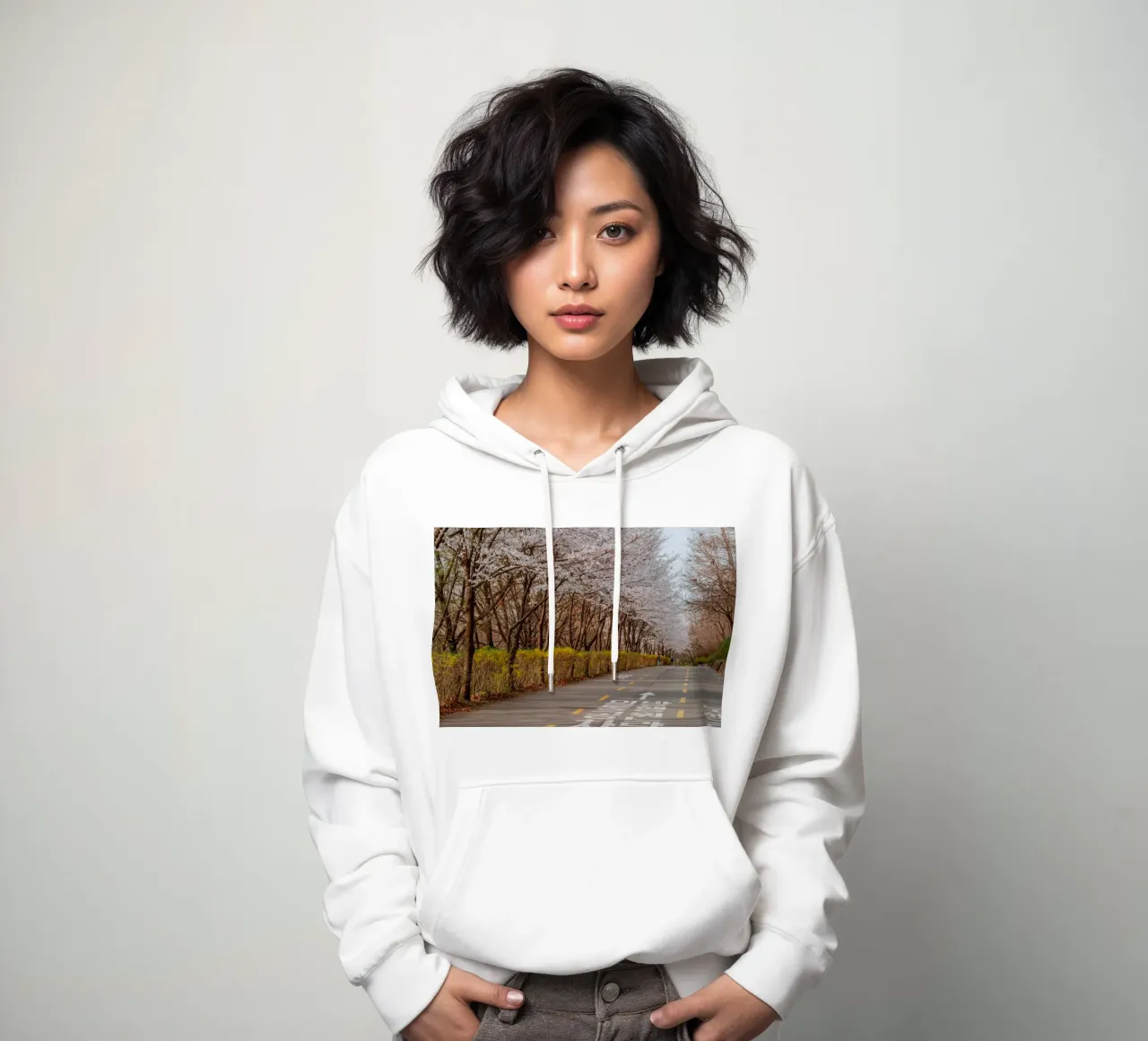 I ciliegi in fiore del Parco Haneul a Seul, Corea del Sud felpa con cappuccio da mbgraphx2