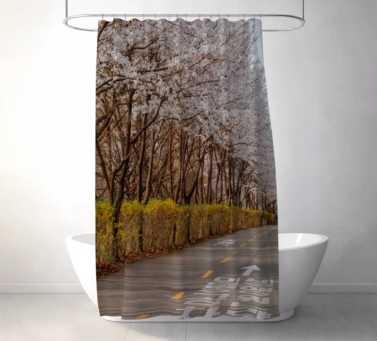 I ciliegi in fiore del Parco Haneul a Seul, Corea del Sud tenda da doccia da mbgraphx2