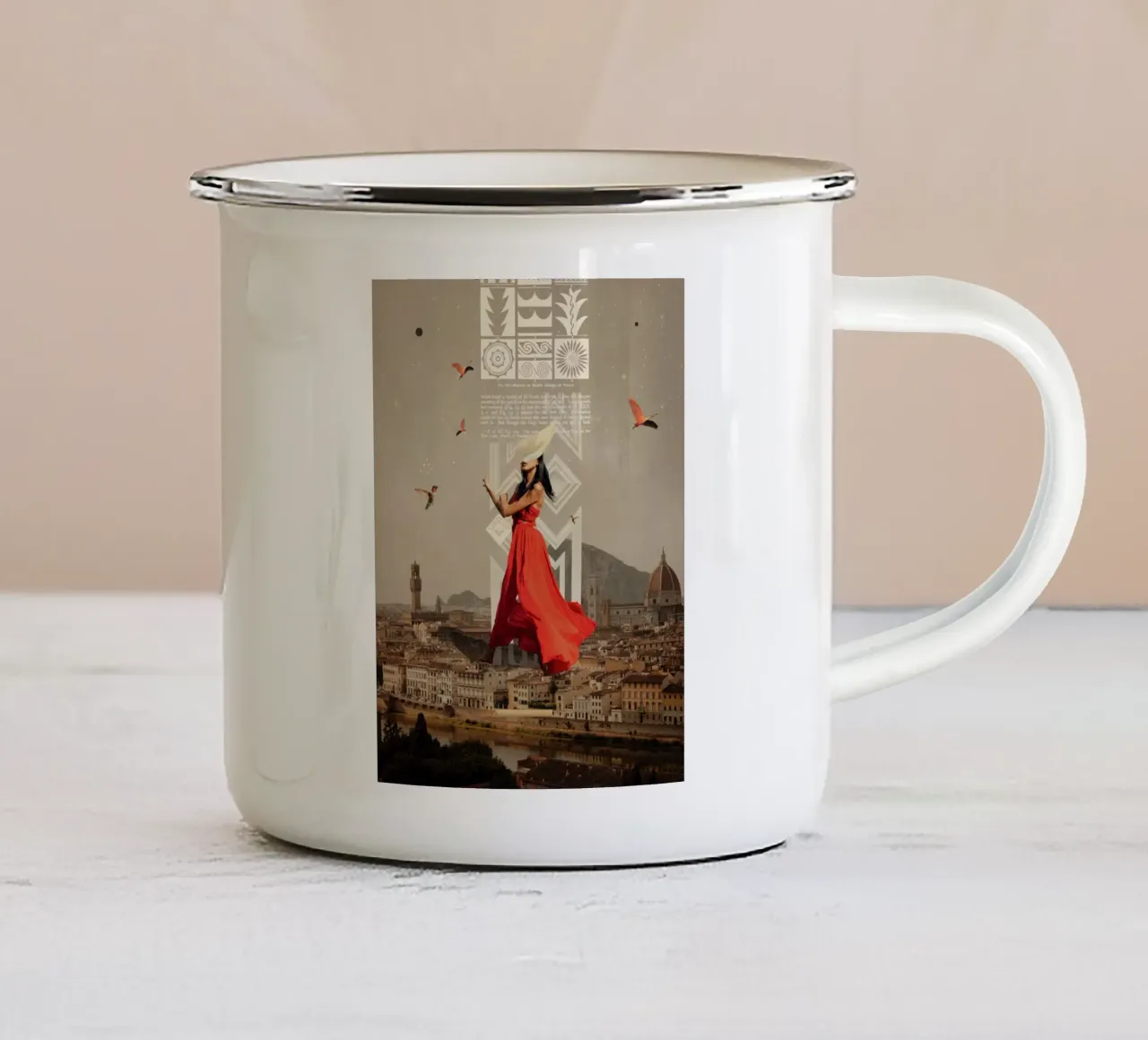 Bird Whisperer tazza in smalto da Frank Moth