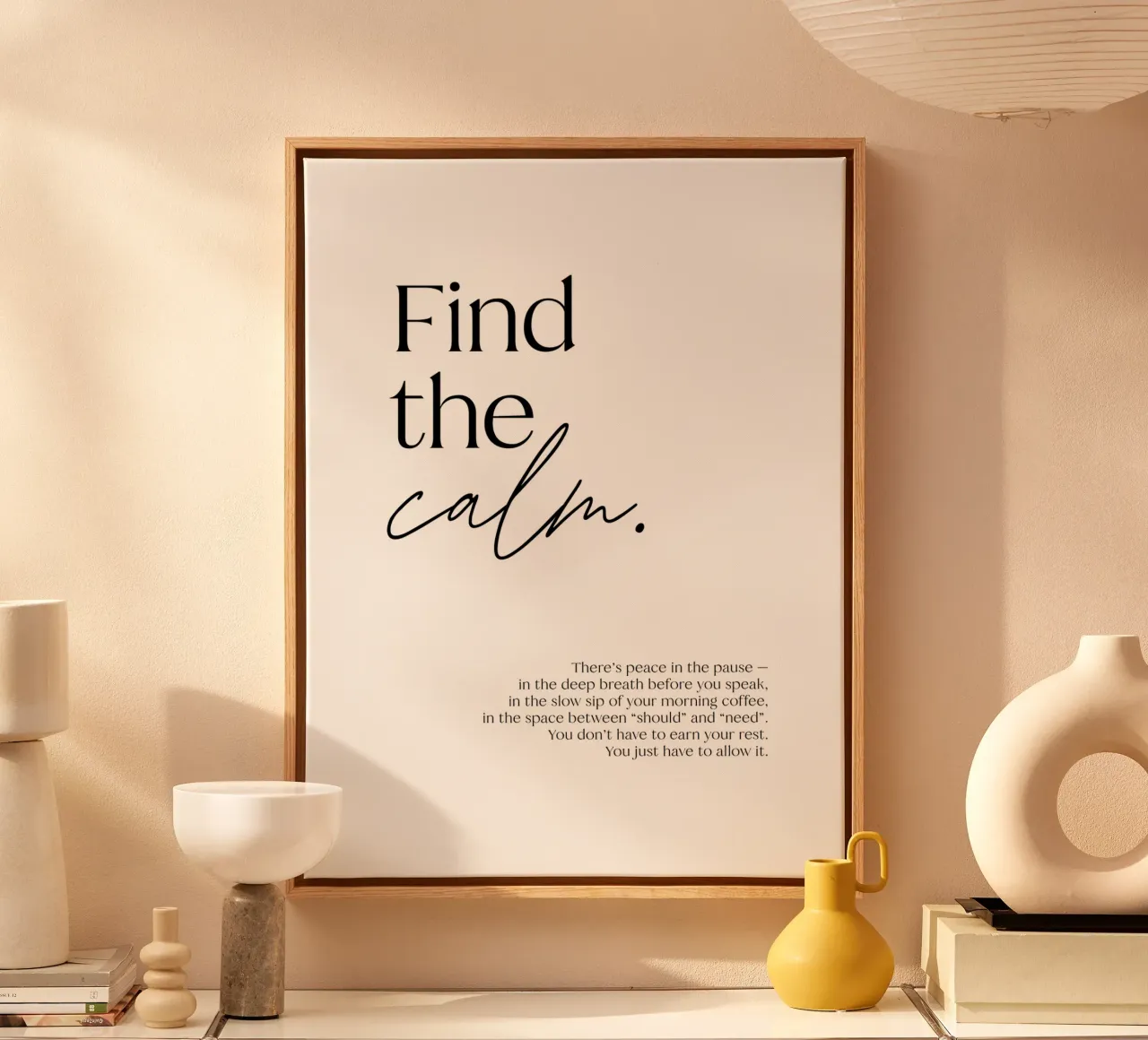 Find the calm. | minimalistic design | typography tela da just typo