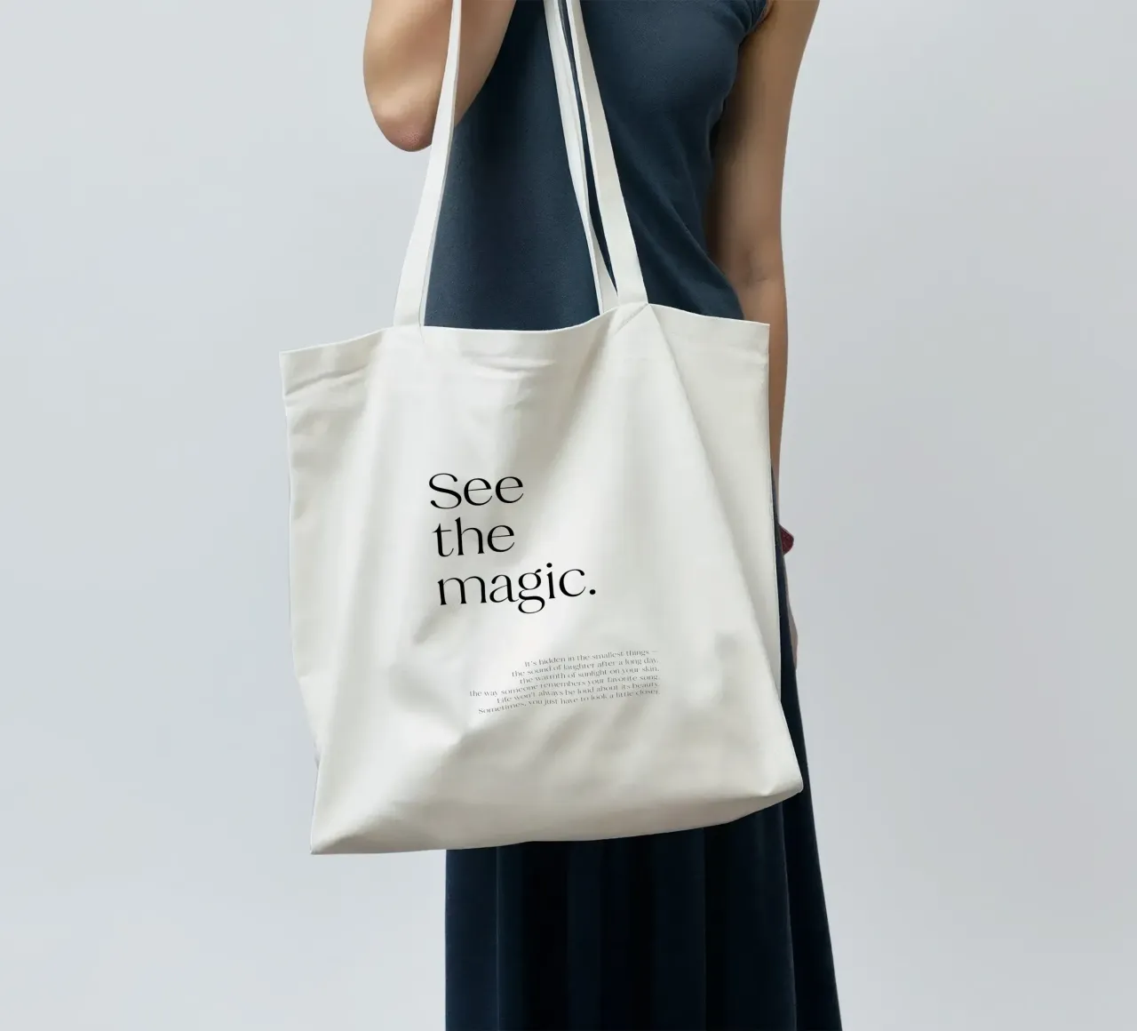 See the magic. | minimalistic design | typography borsa in juta da just typo