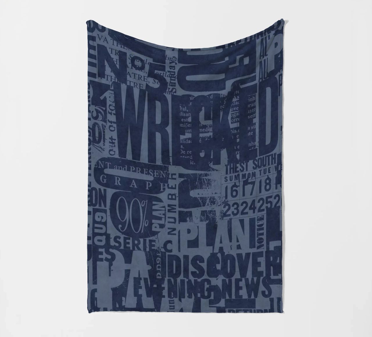 Urban Style Grunge Typography Letters And Numbers Blue Fleecedecke von Andrea Haase Modern Home