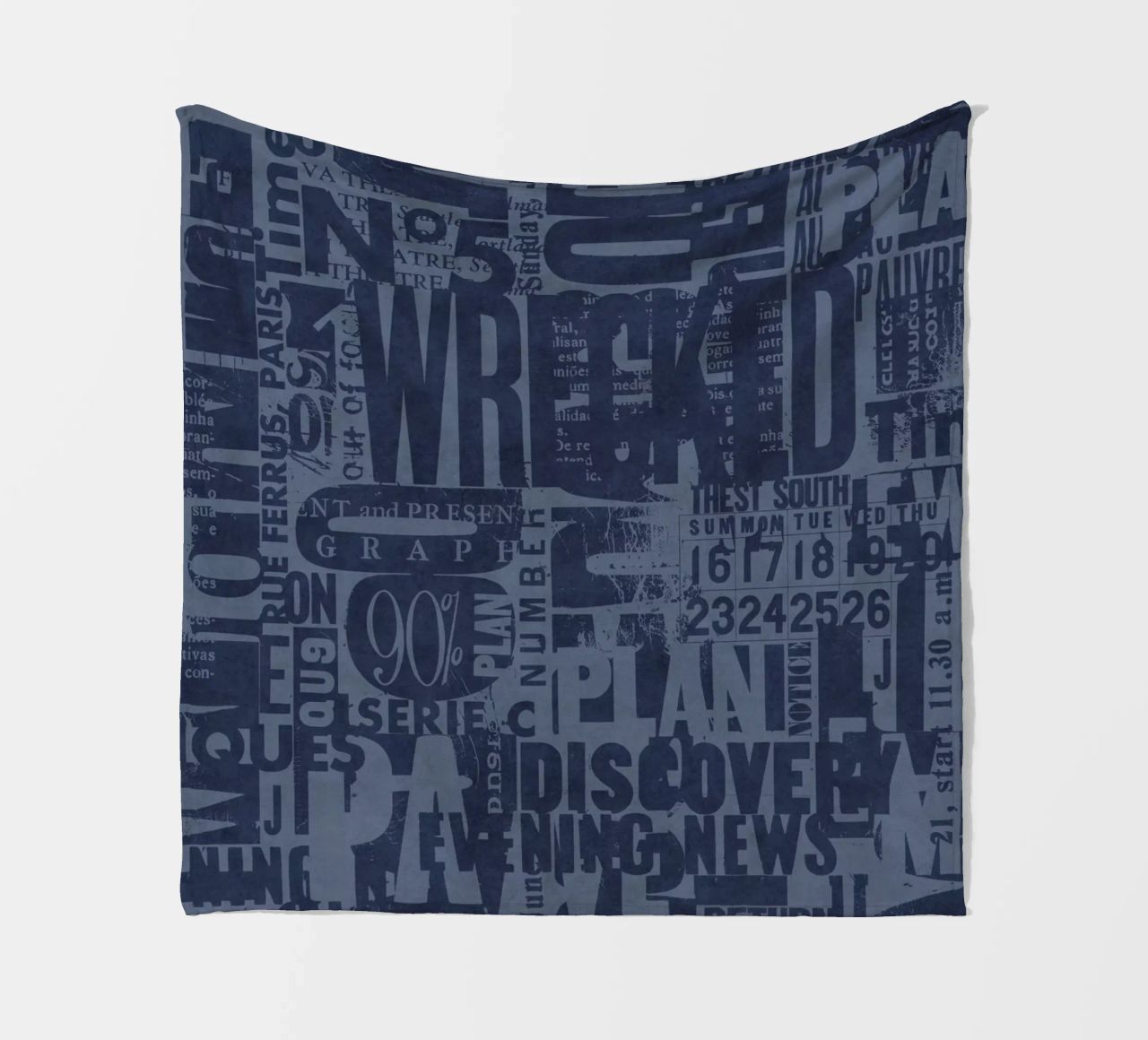 Urban Style Grunge Typography Letters And Numbers Blue Fleecedecke von Andrea Haase Modern Home
