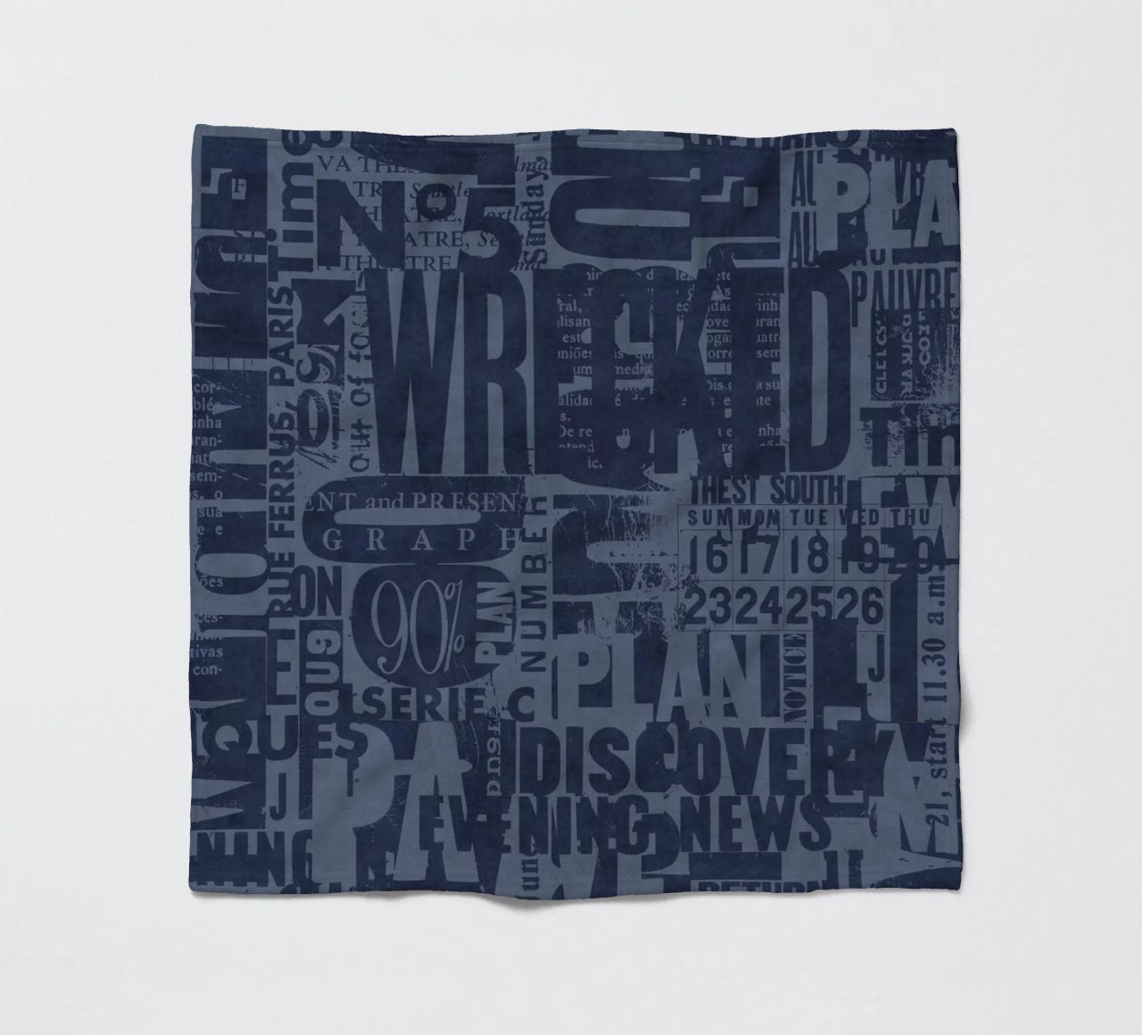 Urban Style Grunge Typography Letters And Numbers Blue Fleecedecke von Andrea Haase Modern Home