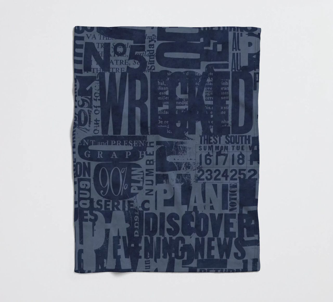 Urban Style Grunge Typography Letters And Numbers Blue Fleecedecke von Andrea Haase Modern Home