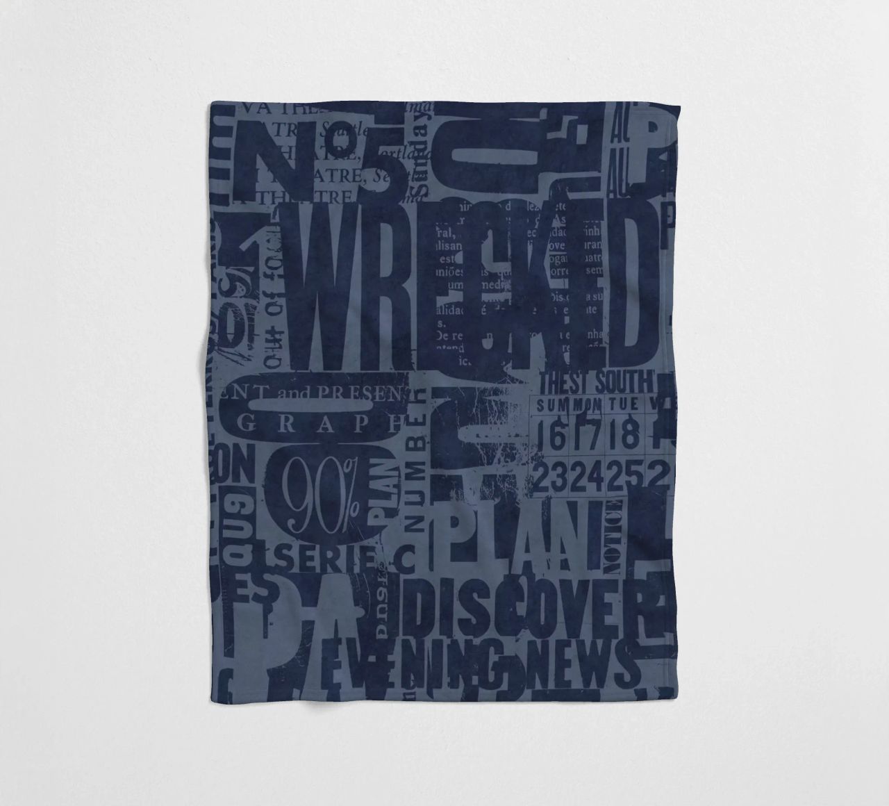 Urban Style Grunge Typography Letters And Numbers Blue Fleecedecke von Andrea Haase Modern Home