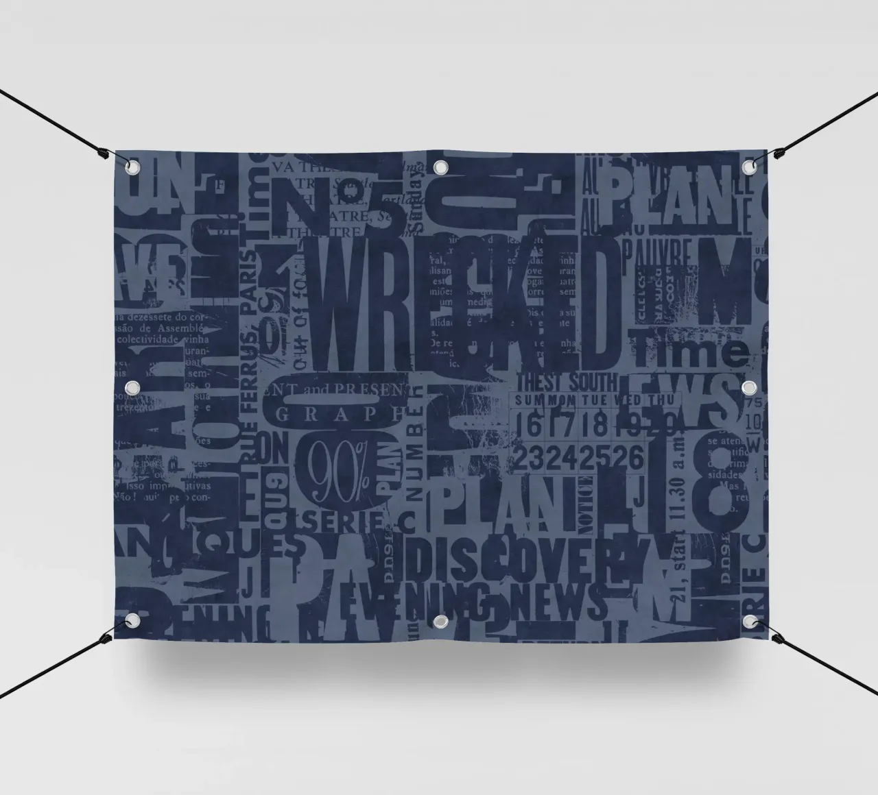 Stile urbano Grunge Tipografia Lettere e Numeri Blu telo in pvc da Andrea Haase Modern Home