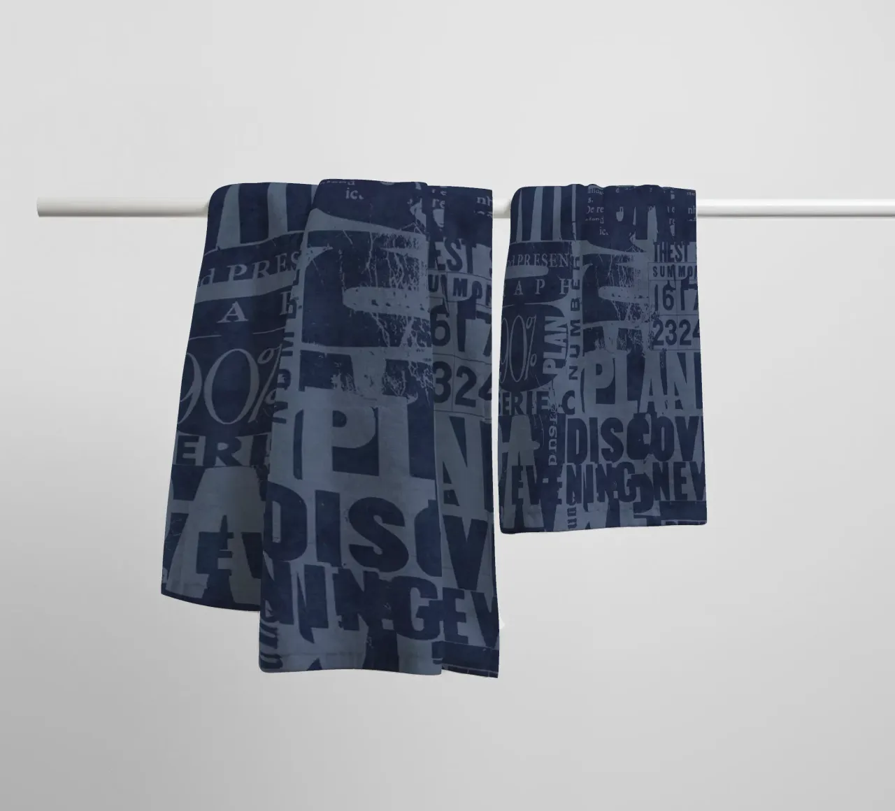 Urban Style Grunge Typography Letters And Numbers Blue towel by Andrea Haase Modern Home