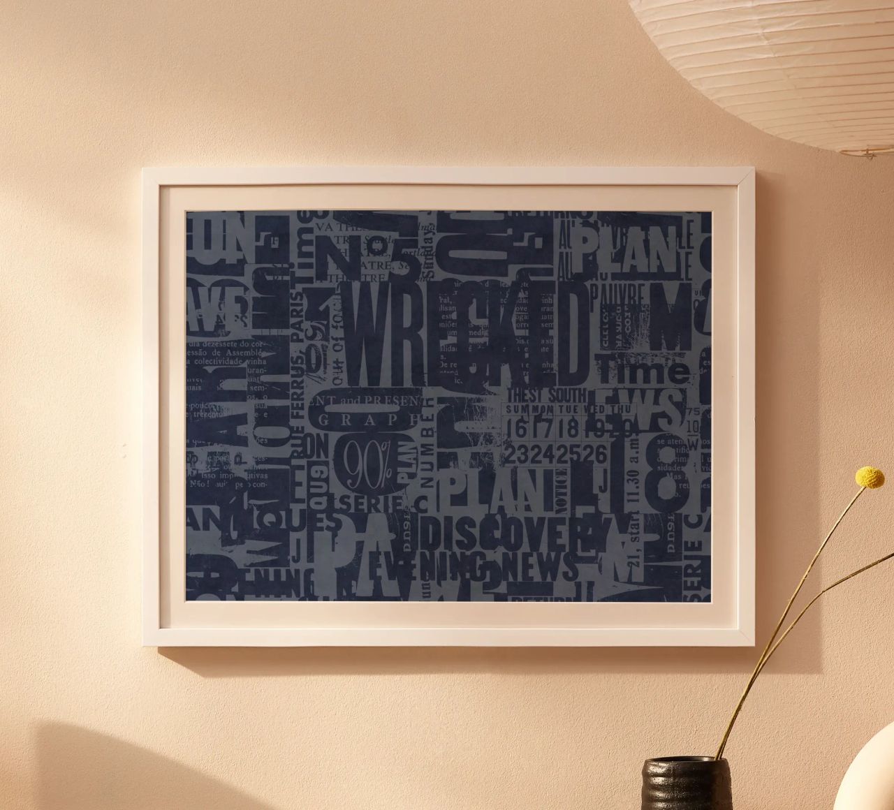 Urban Style Grunge Typography Letters And Numbers Blue Hahnemühle von Andrea Haase Modern Home