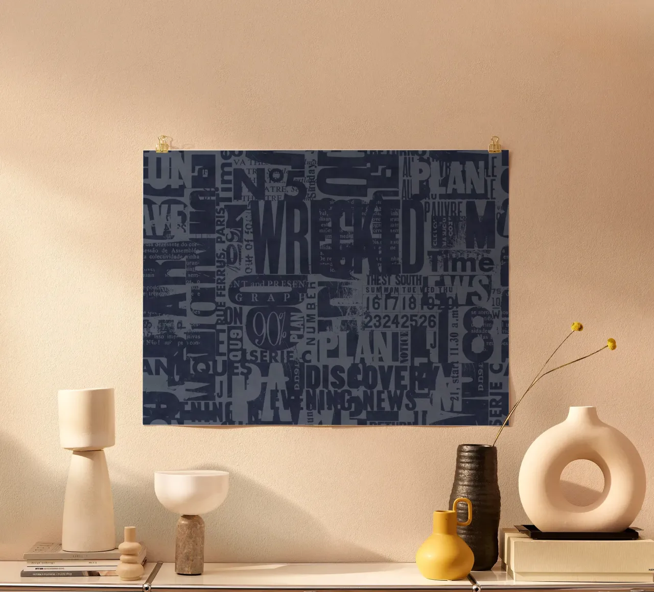 Stile urbano Grunge Tipografia Lettere e Numeri Blu carta hahnemühle da Andrea Haase Modern Home