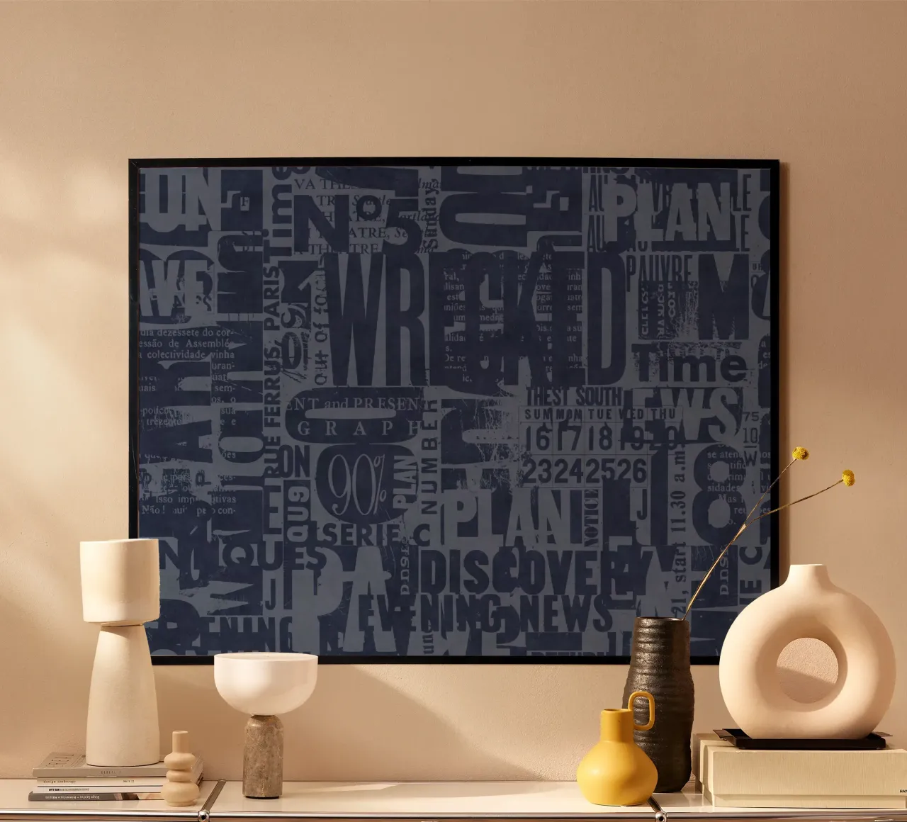 Stile urbano Grunge Tipografia Lettere e Numeri Blu carta hahnemühle da Andrea Haase Modern Home