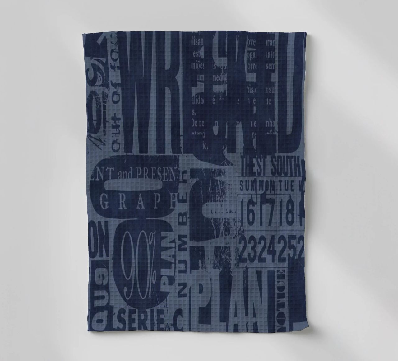 Urban Style Grunge Typography Letters And Numbers Blue Geschirrtuch von Andrea Haase Modern Home