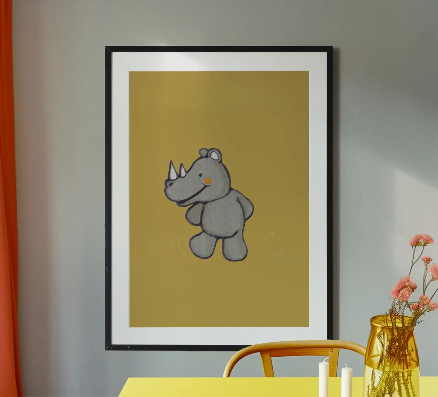 Fröhliches Nashorn Poster von Zara Westerberg