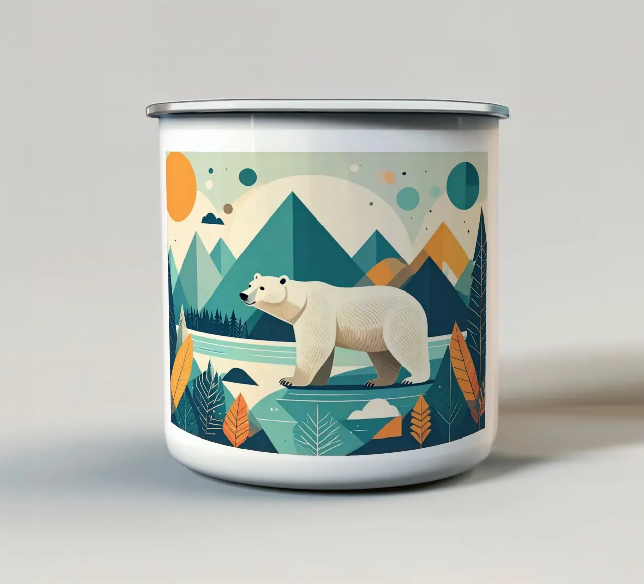 L'allegro orso polare nella foresta incantata tazza in smalto da Katalier (Kids)