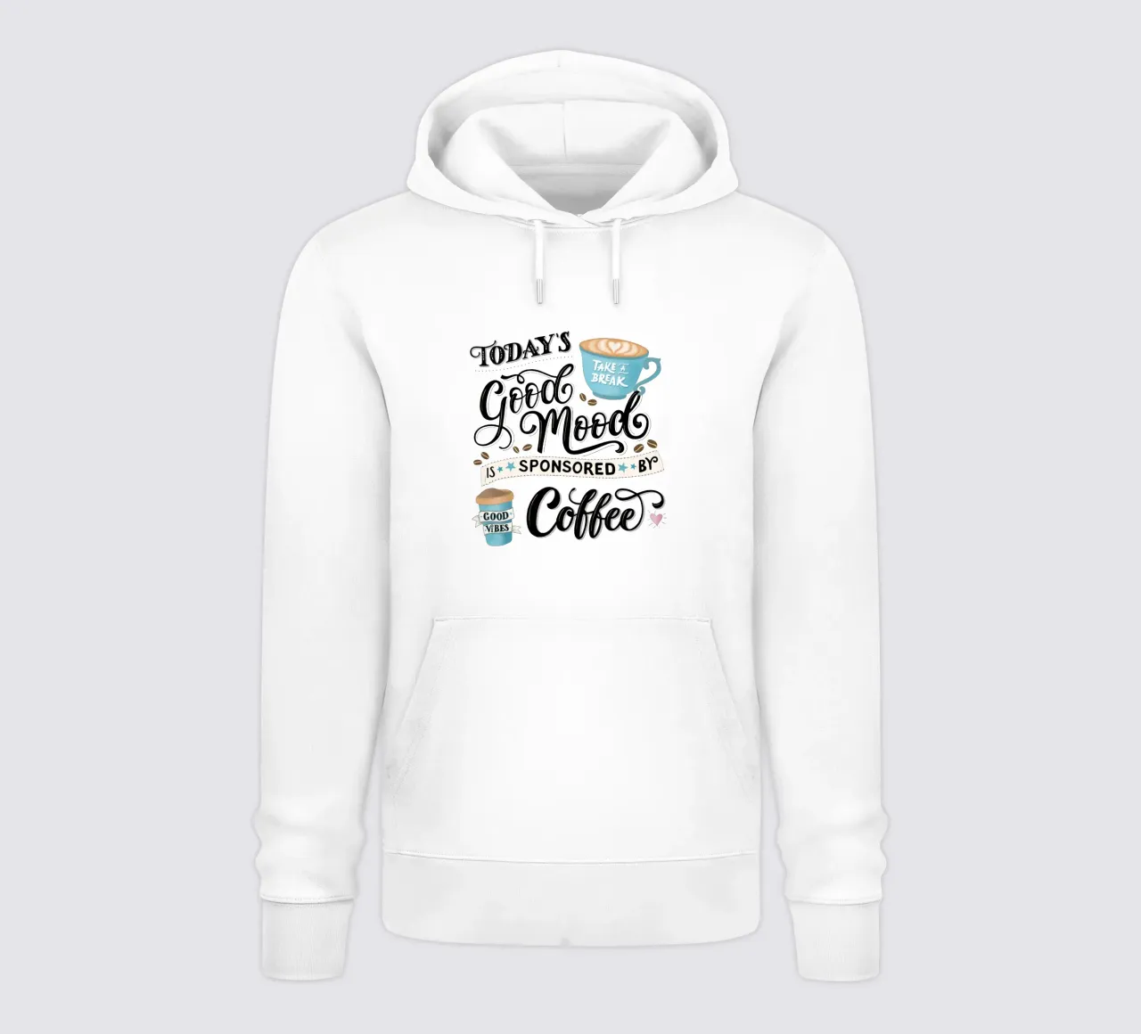 Detto del caffè. Buon umore. Buon umore. Felice felpa con cappuccio da CalliLetters