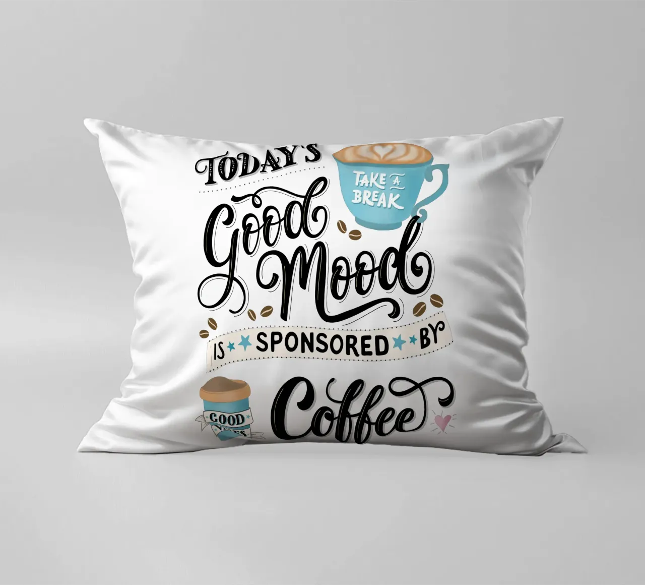 Detto del caffè. Buon umore. Buon umore. Felice cuscino da CalliLetters