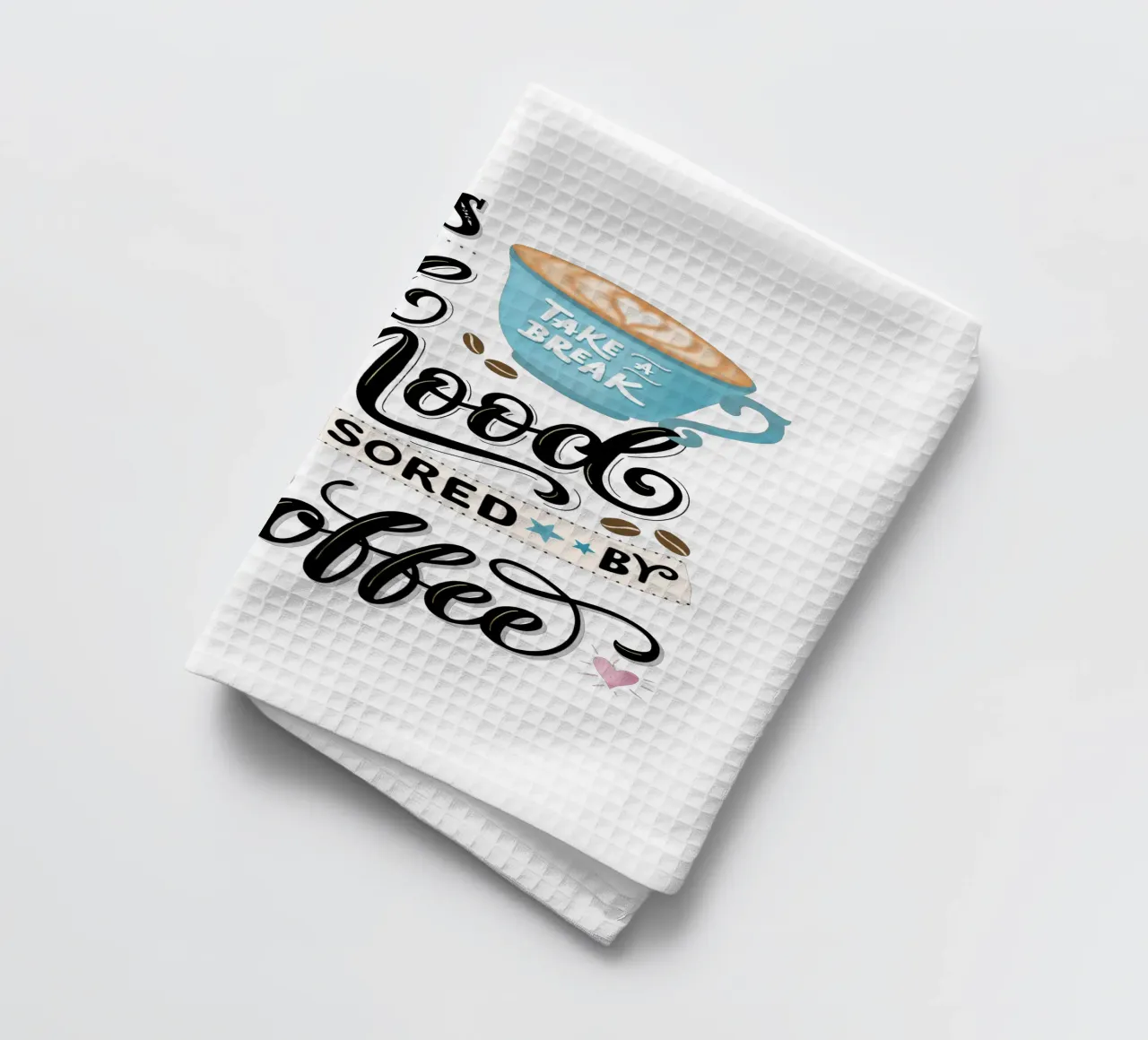 Detto del caffè. Buon umore. Buon umore. Felice canovaccio da cucina da CalliLetters