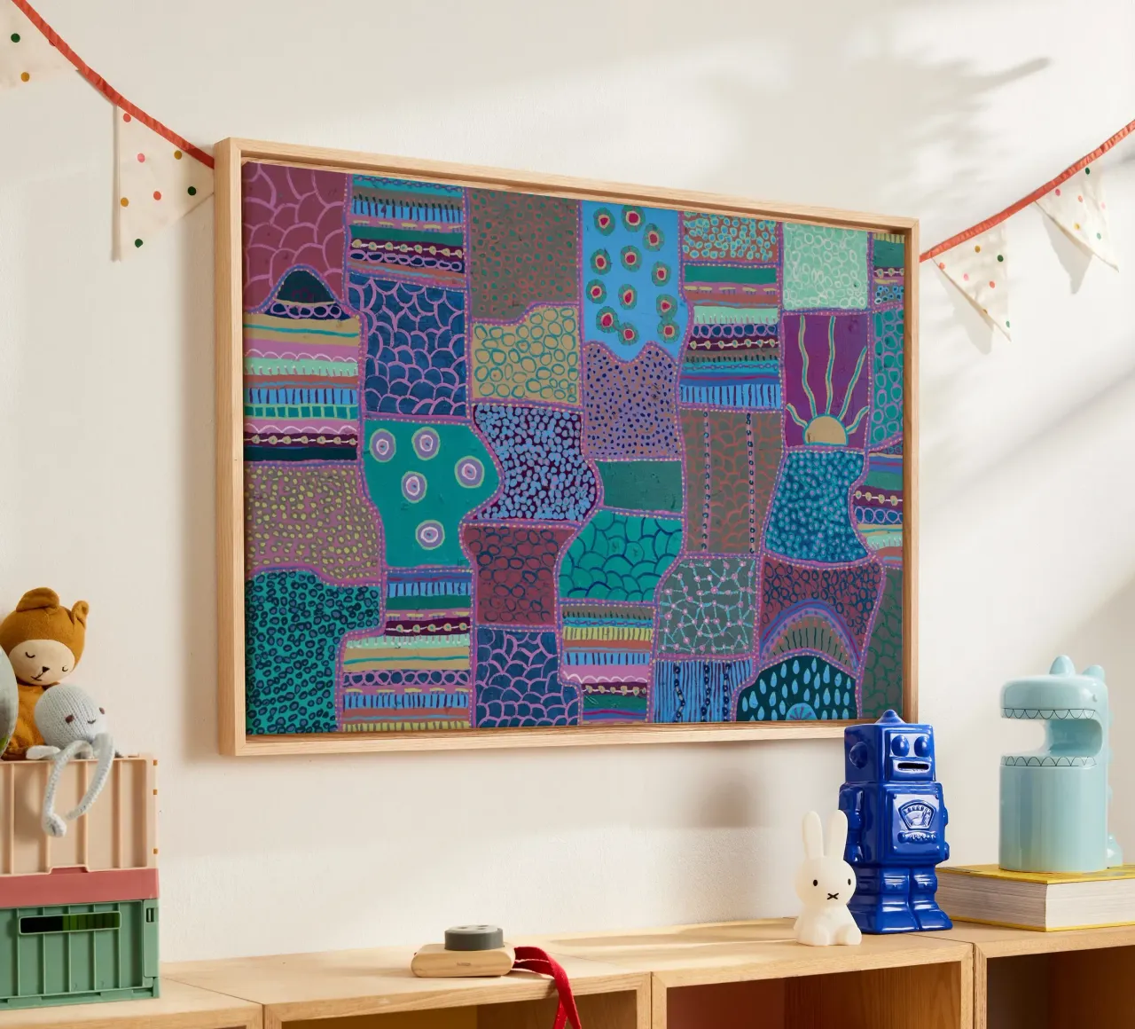 Groen is helend canvas met Baklijst van Helen Joynson