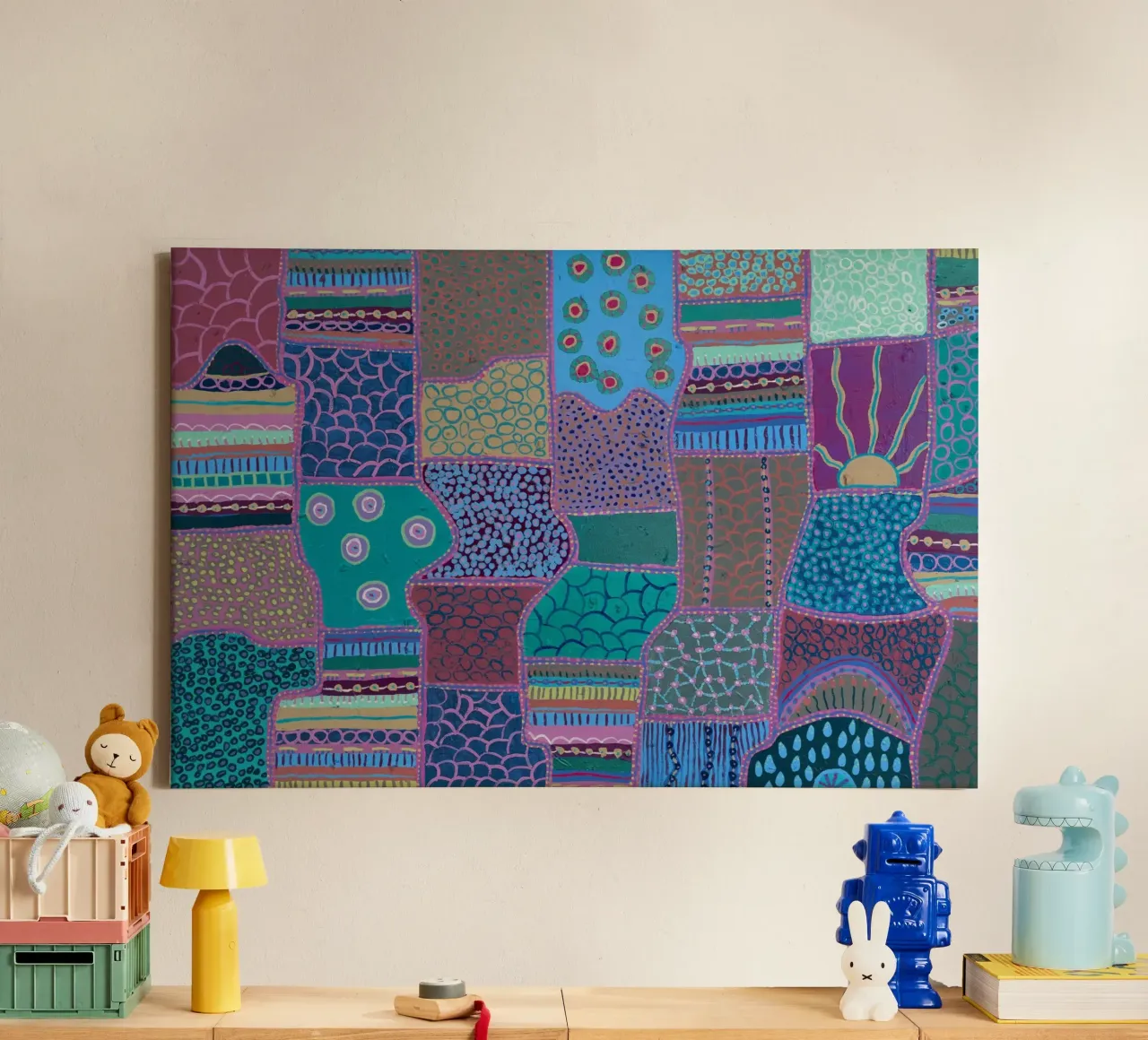 Groen is helend canvas met Baklijst van Helen Joynson