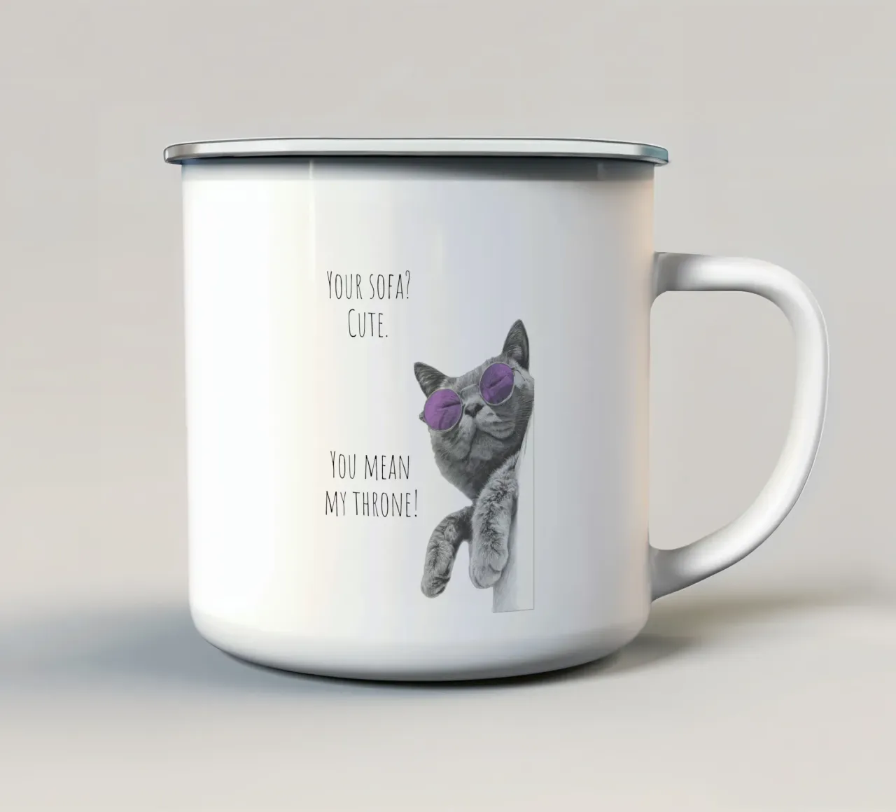 Gatto fresco - Il mio trono tazza in smalto da Melanie Viola