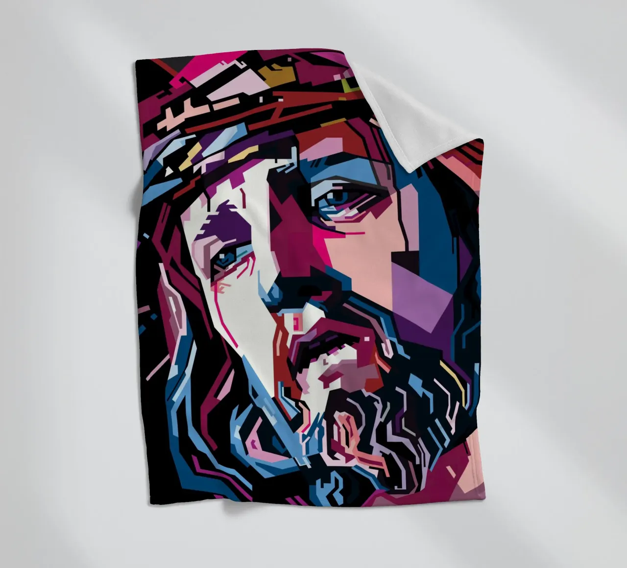 Jesus Christ Style WPAP fleece blanket by SW Artwork