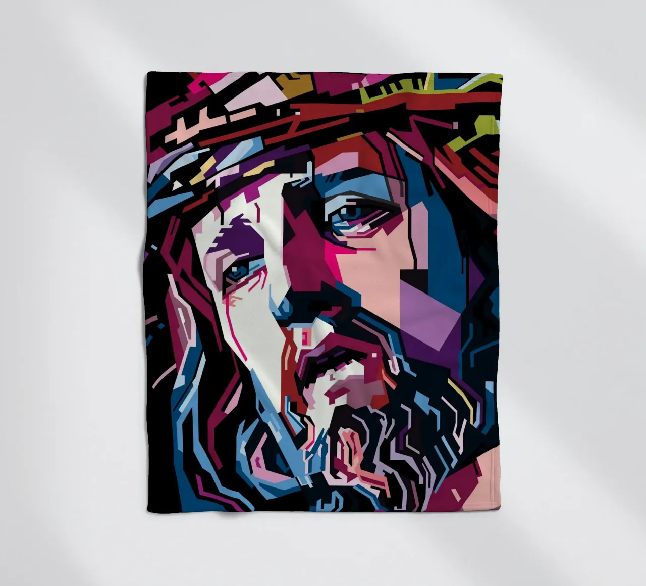 Jesus Christ Style WPAP fleece blanket by SW Artwork