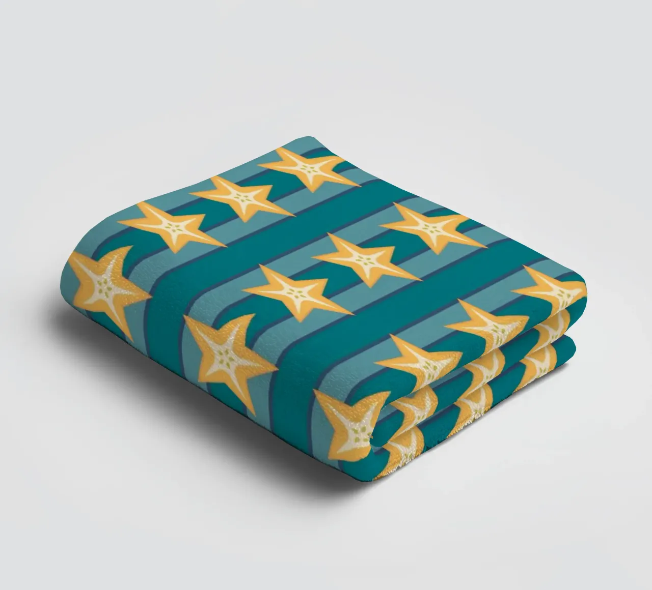 Étoile de mer rayée Vert Jaune Bleu serviette de bain de Studio Frances M
