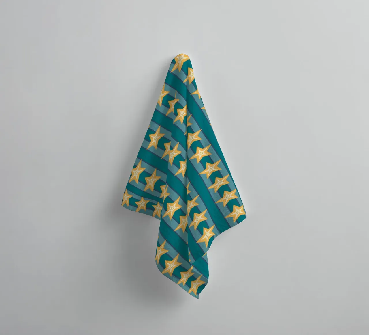 Étoile de mer rayée Vert Jaune Bleu serviette de bain de Studio Frances M