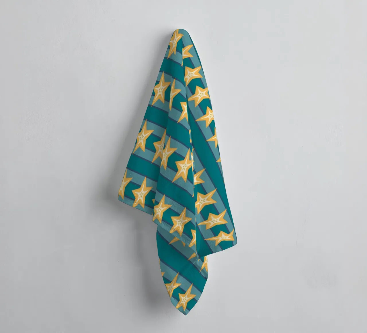 Étoile de mer rayée Vert Jaune Bleu serviette de bain de Studio Frances M