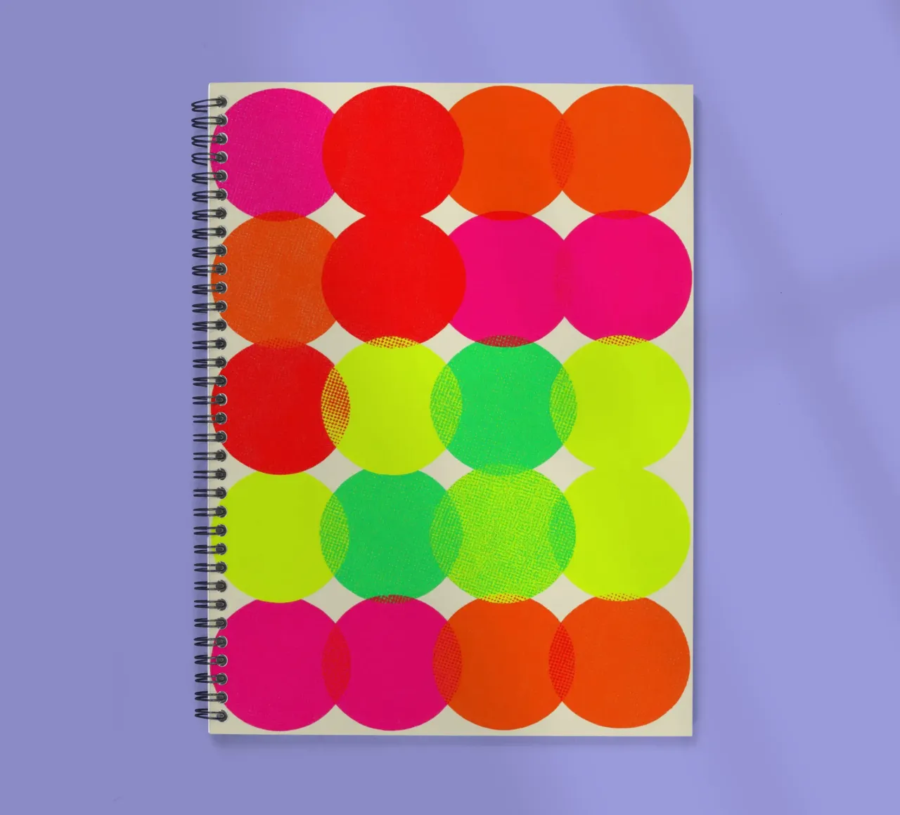 Neon colour circles | Pulsating colour field painting spiral notebook by Autofocus
