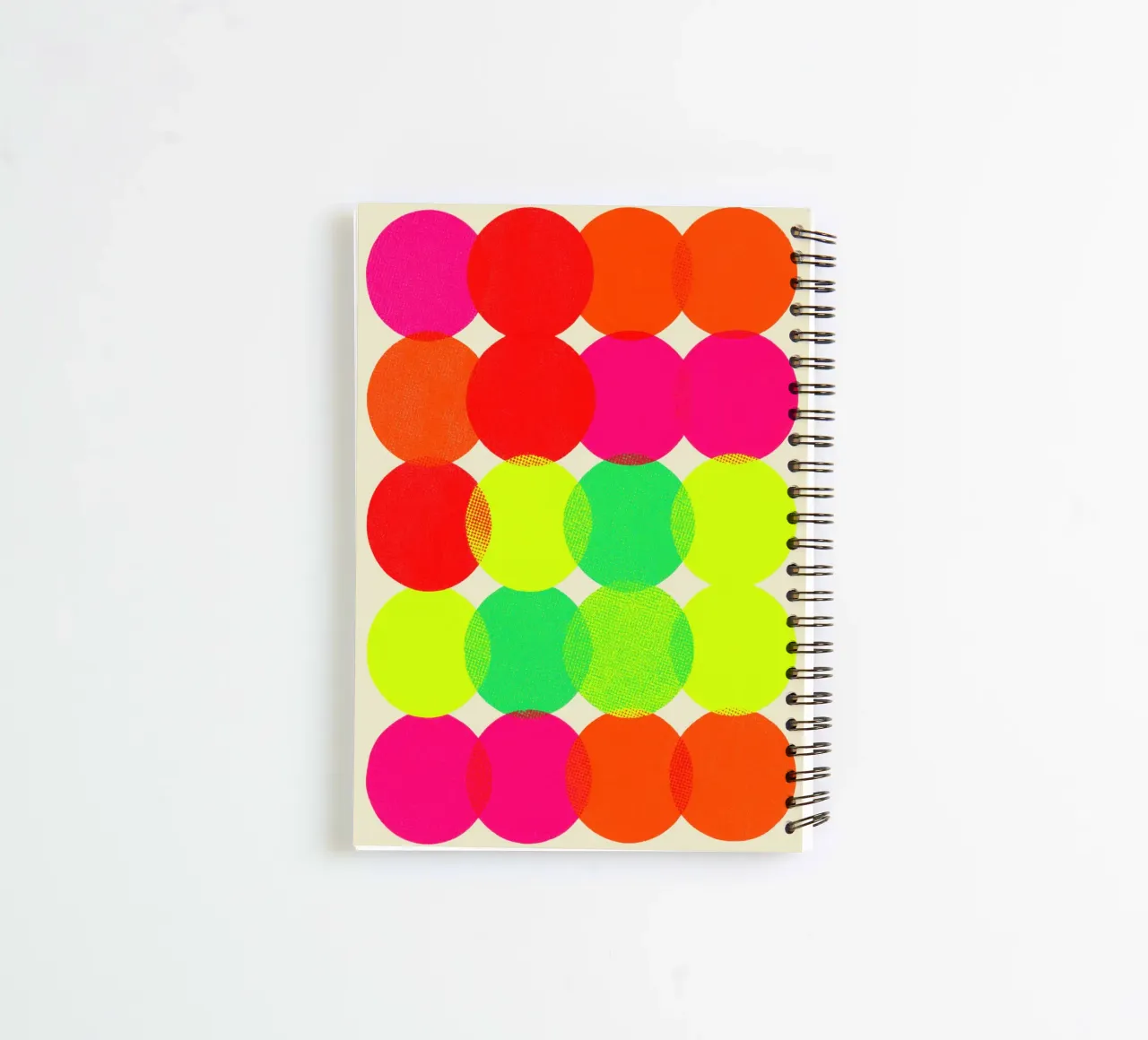 Neon colour circles | Pulsating colour field painting spiral notebook by Autofocus