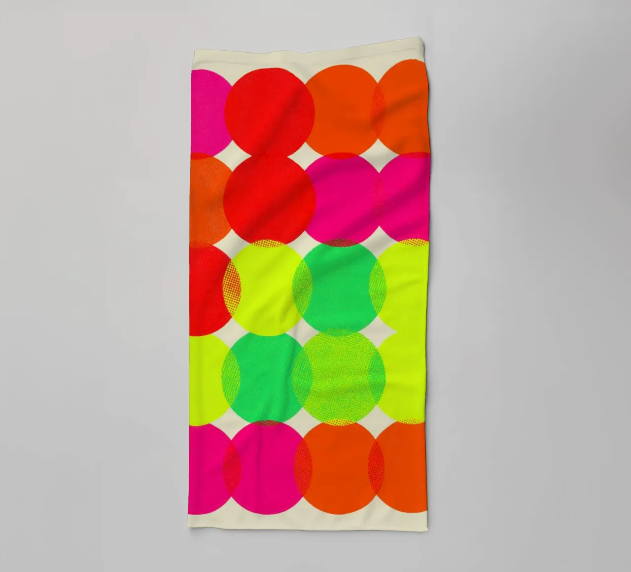 Neon colour circles | Pulsating colour field painting towel by Autofocus