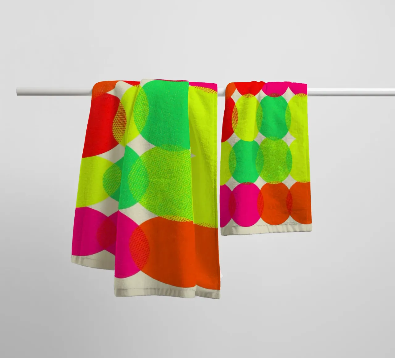Neon colour circles | Pulsating colour field painting towel by Autofocus