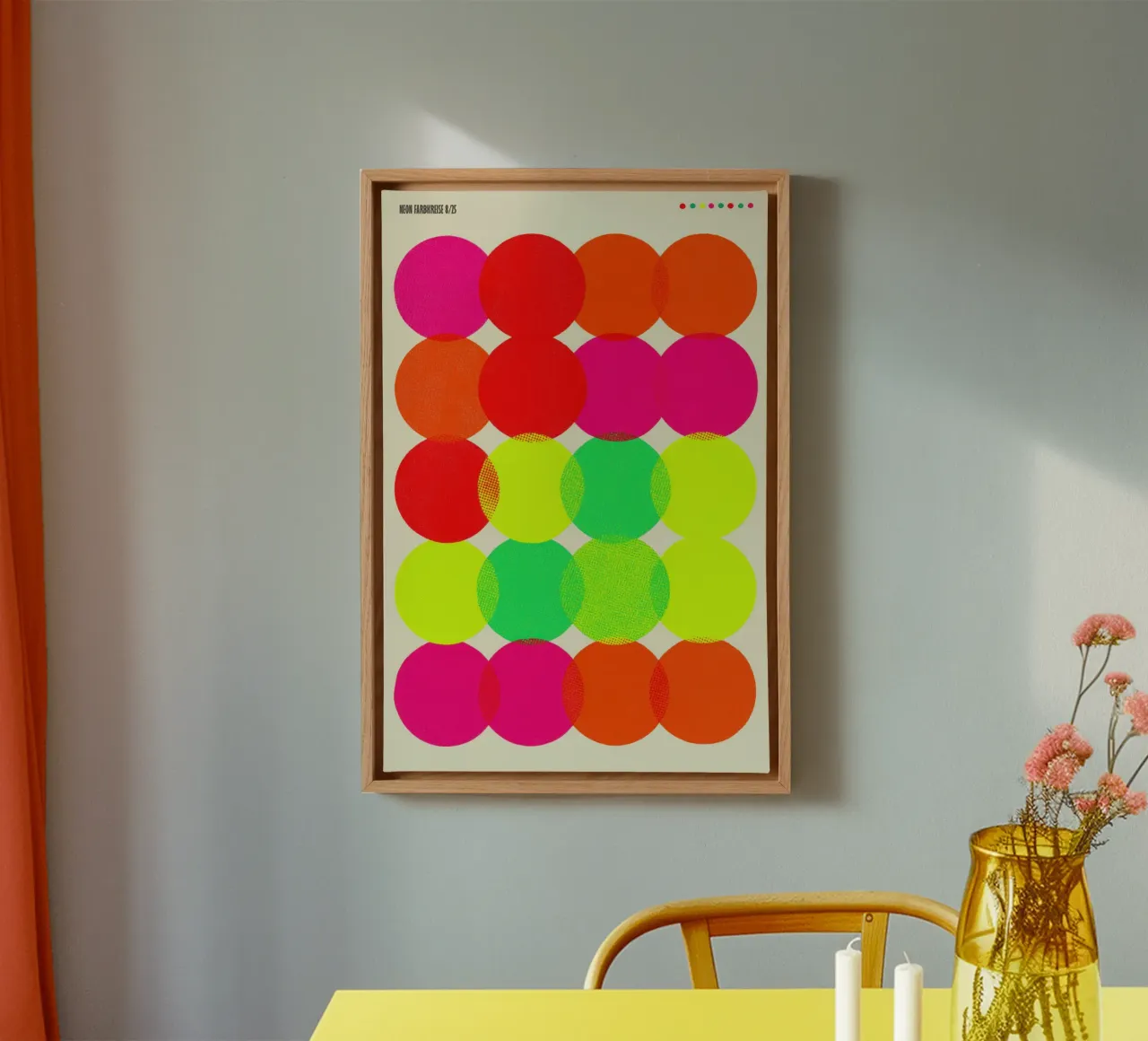 Neon colour circles | Pulsating colour field painting canvas by Autofocus