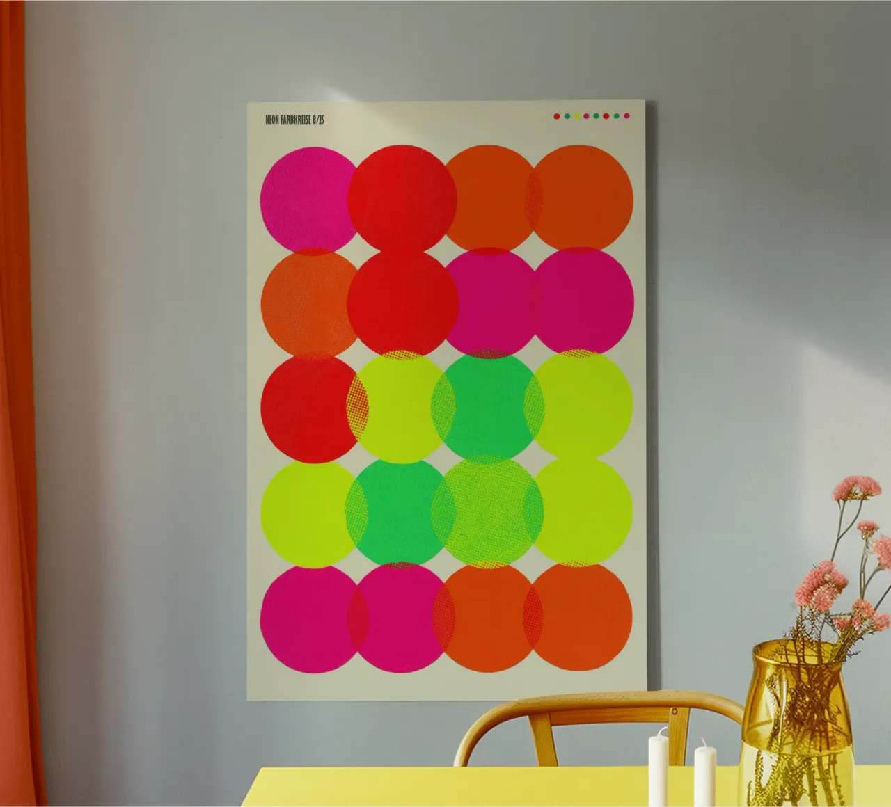 Neon colour circles | Pulsating colour field painting canvas by Autofocus