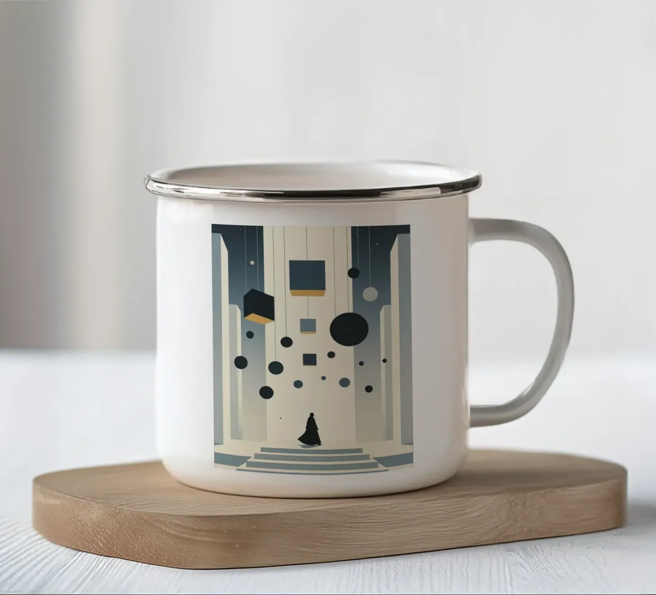 Il tempio delle forme sospese tazza in smalto da Digital Deco