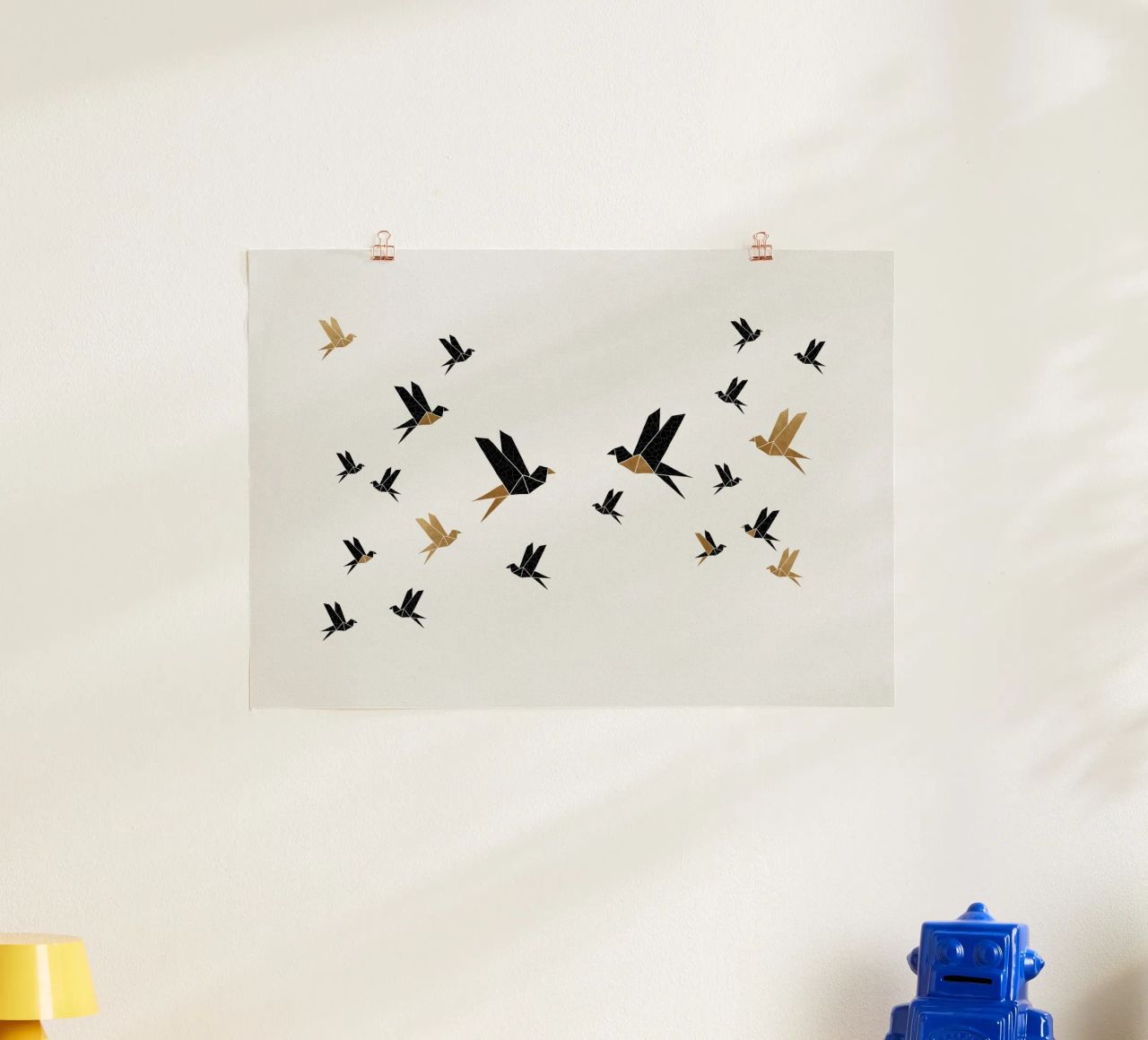 Origami Pájaros Collage III poster de Orara Studio