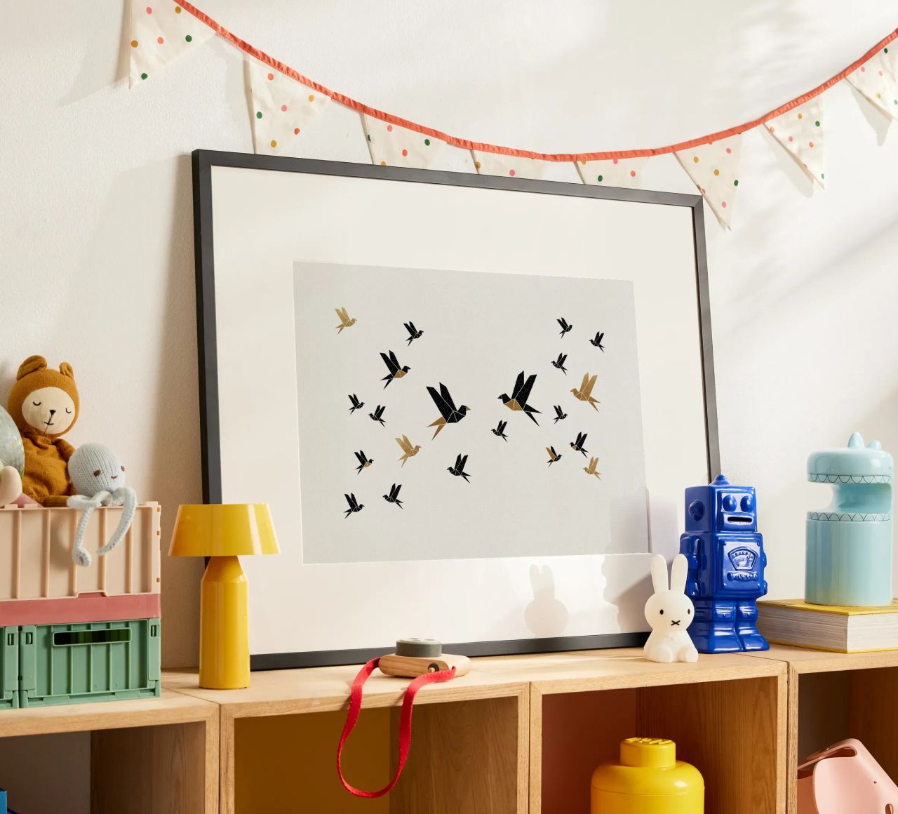 Origami Pájaros Collage III poster de Orara Studio