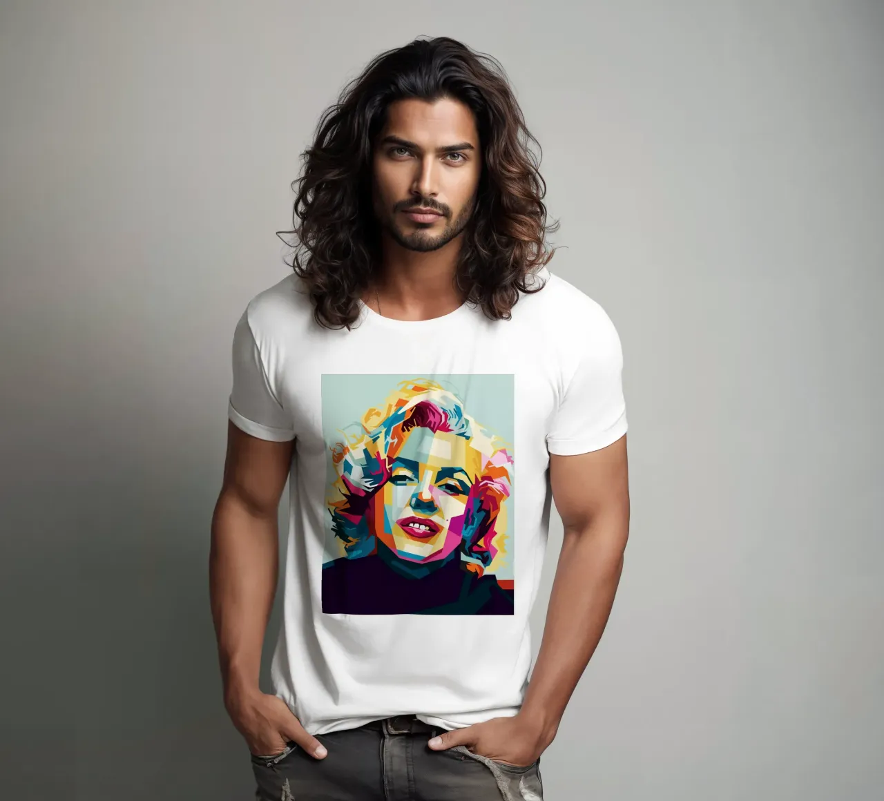 M Monroe Style WPAP t-shirt by SW Artwork