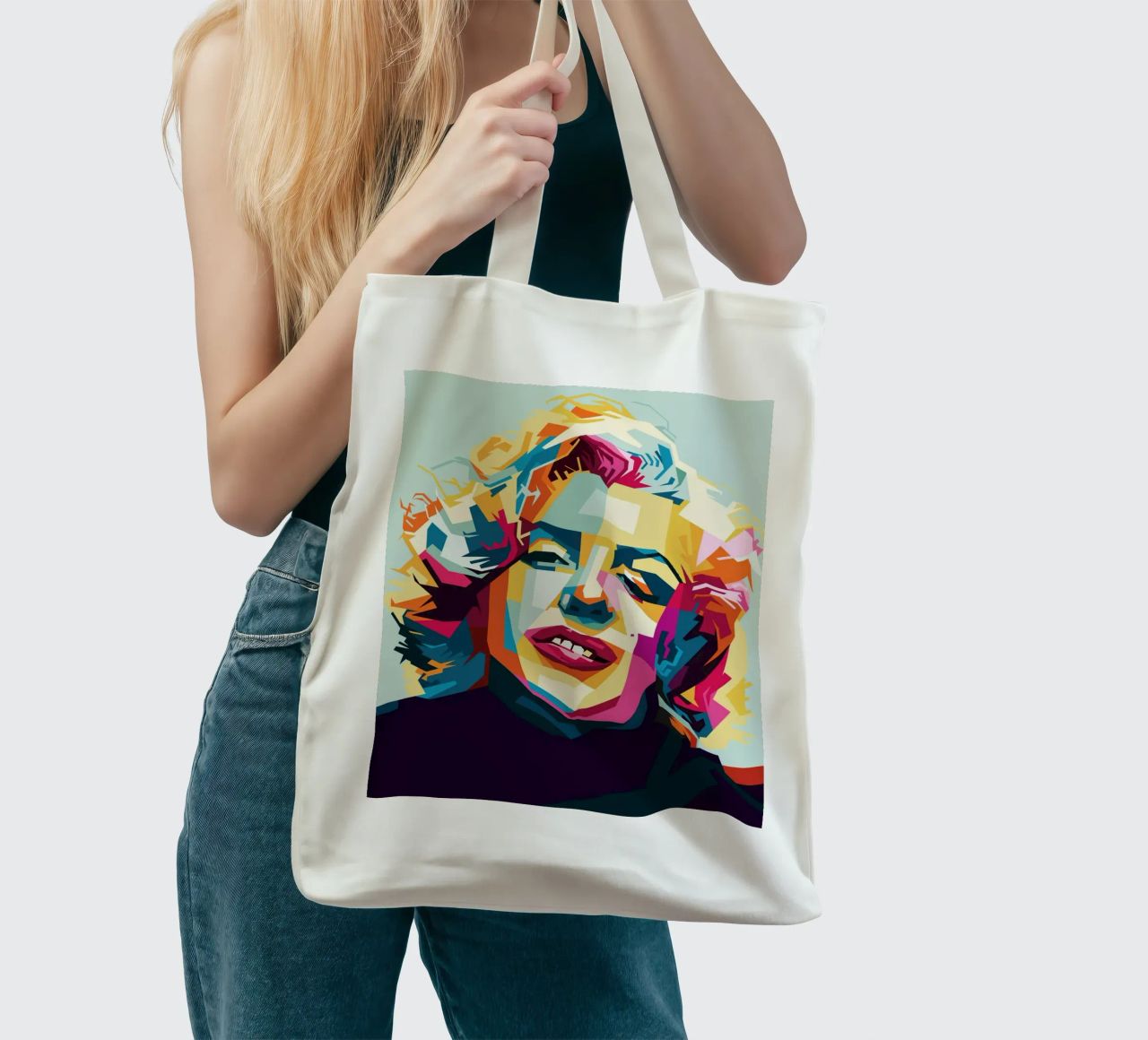 M Monroe Style WPAP borsa in juta da SW Artwork