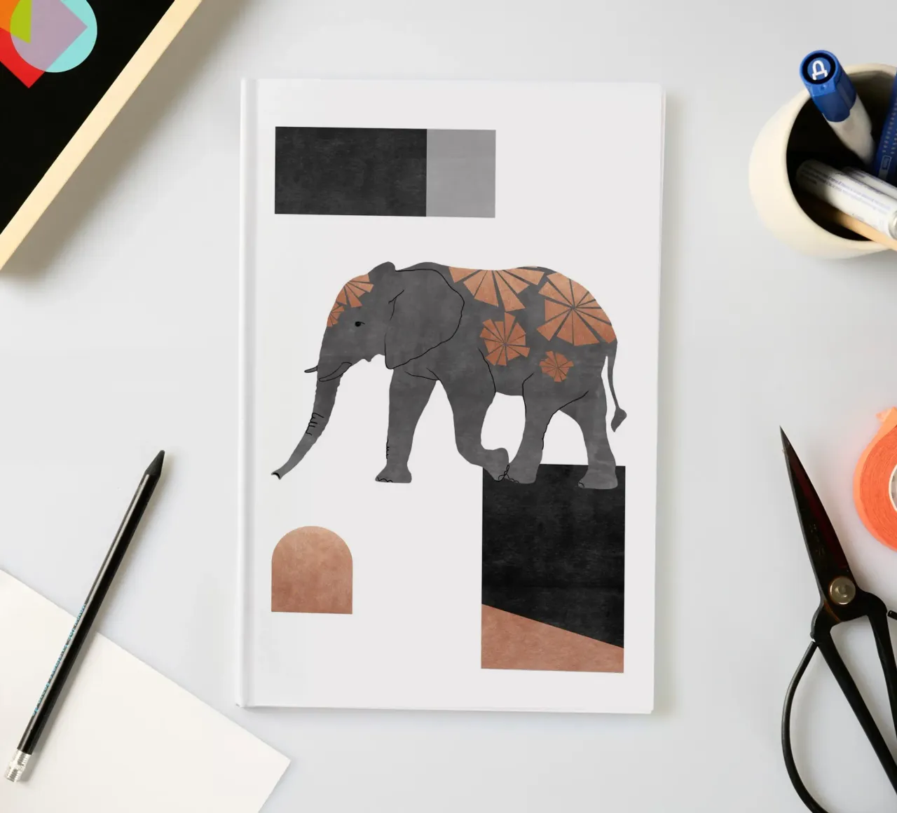 Mosaïque d'éléphants II carnet de notes de Orara Studio