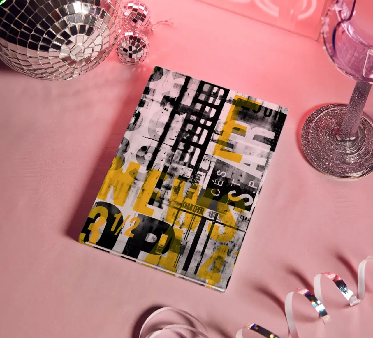 Grunge Typo Street Art Noir Jaune carnet de notes de Andrea Haase Modern Home