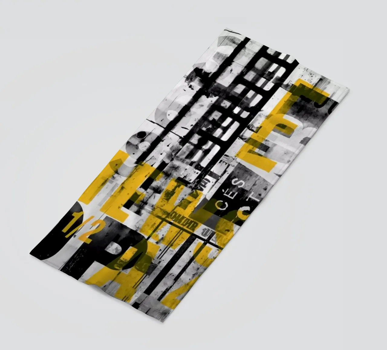 Grunge Typo Street Art Black Yellow beach towel by Andrea Haase Modern Home