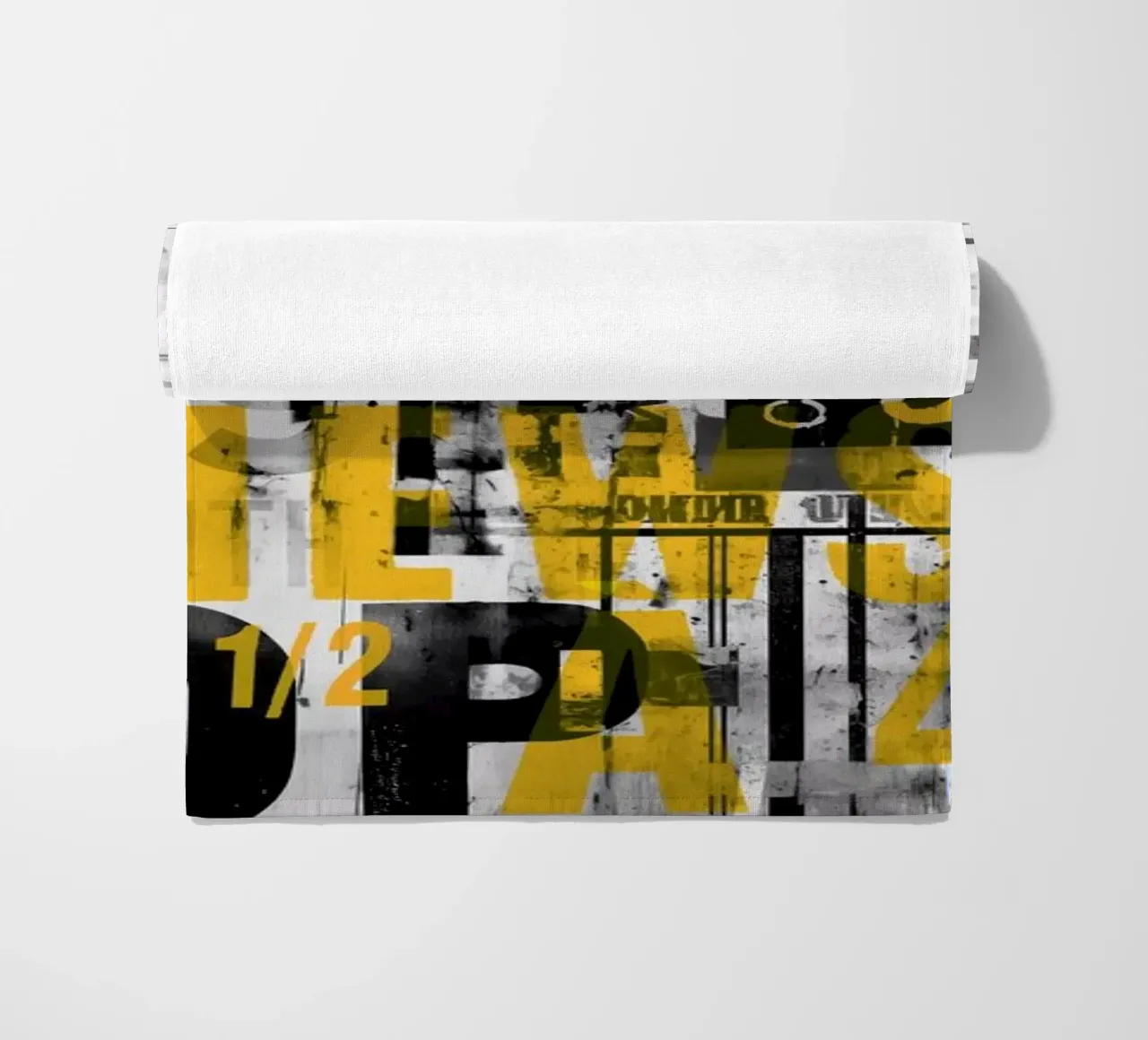 Grunge Typo Street Art Black Yellow beach towel by Andrea Haase Modern Home