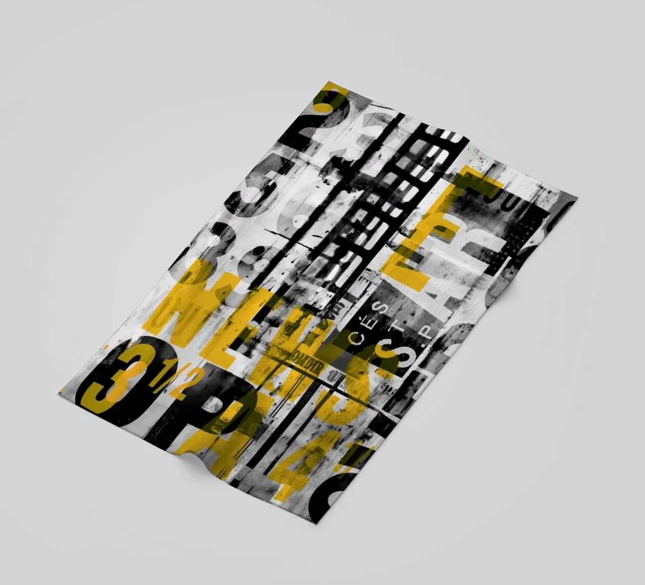 Grunge Typo Street Art Black Yellow beach towel by Andrea Haase Modern Home
