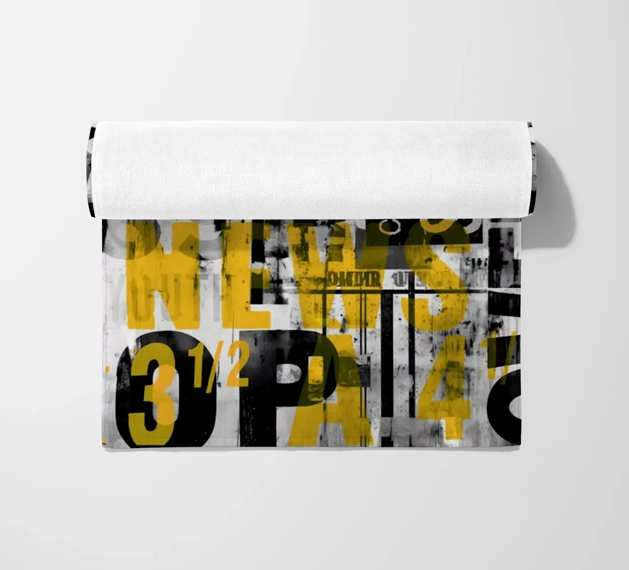 Grunge Typo Street Art Black Yellow beach towel by Andrea Haase Modern Home