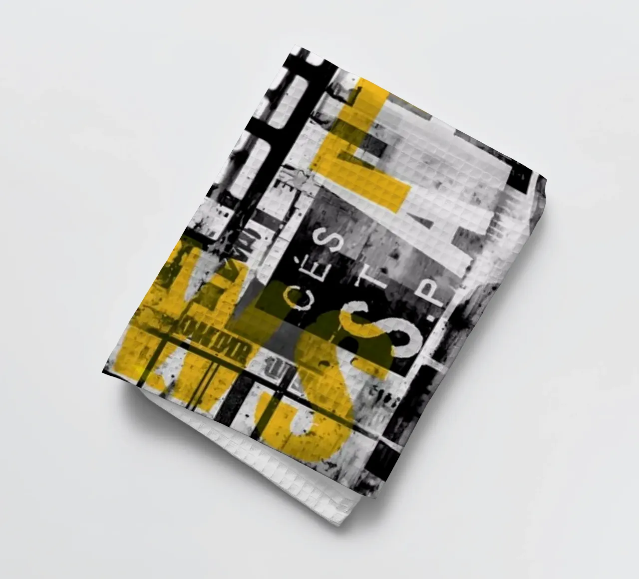 Grunge Typo Street Art Noir Jaune torchon de Andrea Haase Modern Home