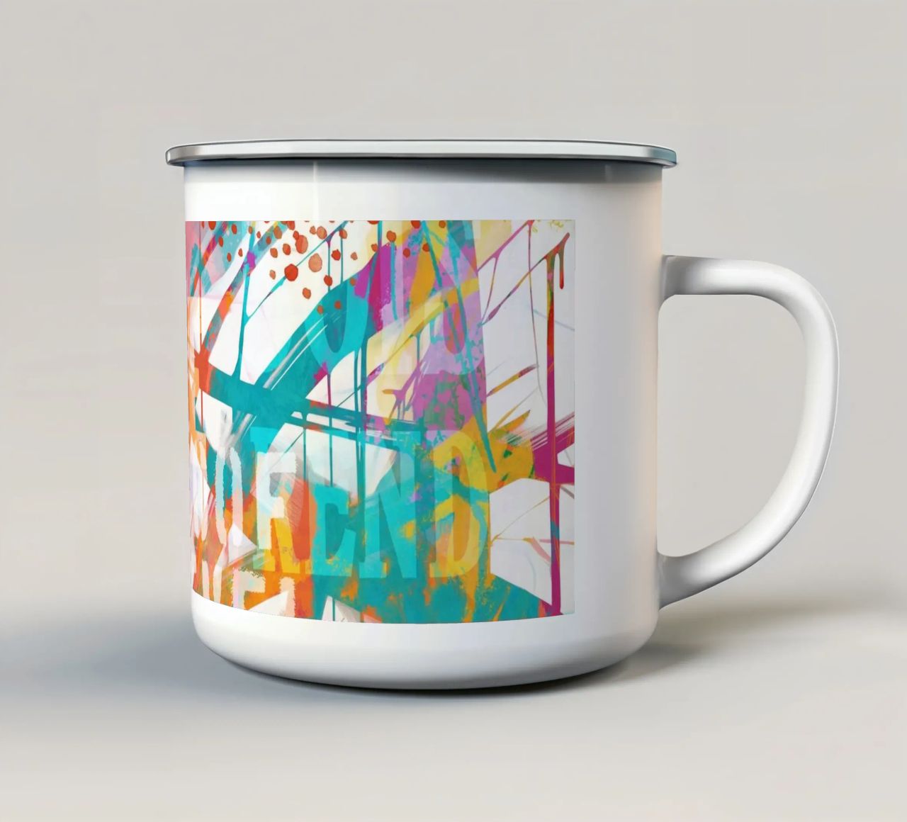 Moderna arte tipografica multicolore a tecnica mista tazza in smalto da Andrea Haase Modern Home