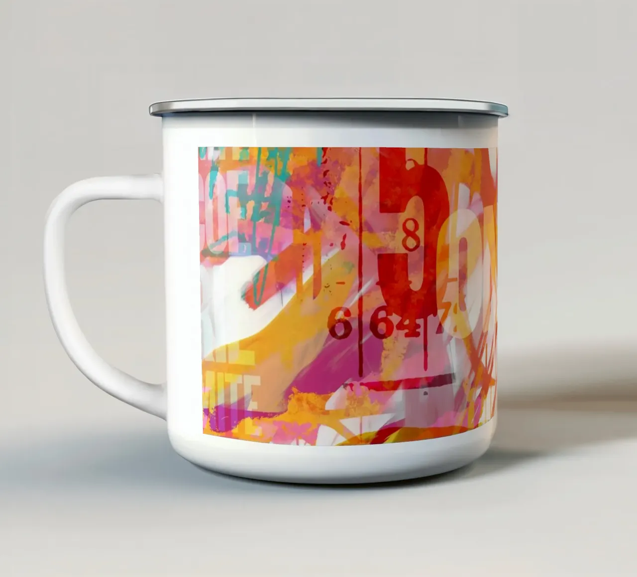 Modern Multicolor Mixed Media Typography Art enamel mug by Andrea Haase Modern Home
